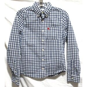 Abercrombie Kids A&F XL Blue & White Check Long Sleeve Muscle Button Down Shirt